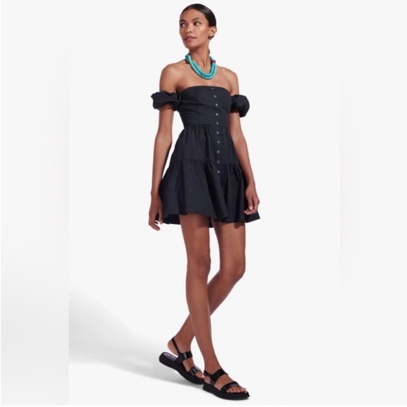 - Staud Size 10 Mini Elio Dress black summer beach  $245 - Picture 1 of 4